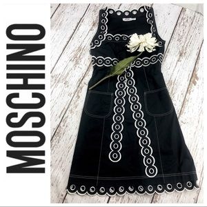 Moschino Black White Belted Dress